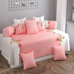 yaakholic Pink Microfibre 220 TC 8 Pcs Diwan Set-picture-48