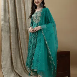 berrylicious Women Viscose Rayon Kurta Pant Dupatta Set-picture-0