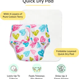 superbottoms Basic Certified Soft Fleece Lined Pocket Cloth Diaper with 1 Wet-Free Insert (FreeSize Reusable & Adjustable Cloth Diaper,Fits from 5-17 kg, Hearts image 3