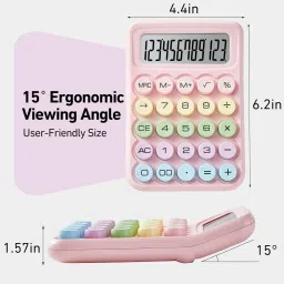 cheferyn Electronic Calculator,12 Digits Large LCD Display Small Desktop Calculator Pink Basic Calculators with Big Buttons Basic Calculator image 2