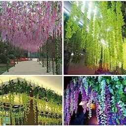 Artificial Hanging Flowers for Ceiling Balcony Waterproof Washable Pack of 12 Blue Westeria Artificial Flower-image-23