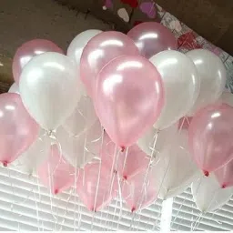Solid AK_BLN100-PNKWHT-Birthday Decoration, Decoration for Weddings, Engagement, Baby Shower, Anniversary Party, Theme Party, Office Party Balloon-21
