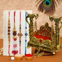 Bhaiya Bhabhi Bhaiya Bhabhi Rakhi Combo Gift Set Assorted, Gold Finish, Jute, Pearl, Plastic (PVC), Zardosi Rakhi, Showpiece, Chawal Roli Pack Set-image-24