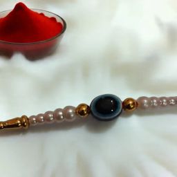 Designer bluestone12 Mauli Thread, Plastic (PVC), Pearl Rakhi Set-image-33