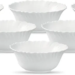 Opalware Serving Bowl Classique Collection, Opal Glass Vegetable Bowl Set 6 pcs, Plain White-21