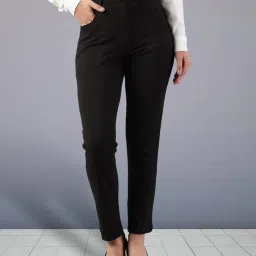 Women Regular Fit Black Cotton Blend Trousers-image-39