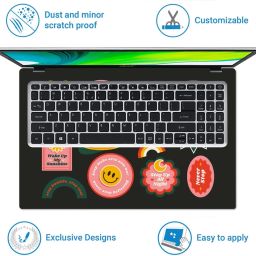 Techfit Full Body Laptop Skin with Screen Guard and Key Guard Hand Drawn Retro Branding Combo Set image 4