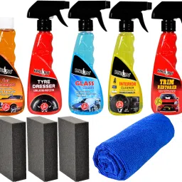 Tyre Dresser, Glass Cleaner, Interior Cleaner, Trim Restorer, Car Shampoo, 9 Items Car Kit Combo-20