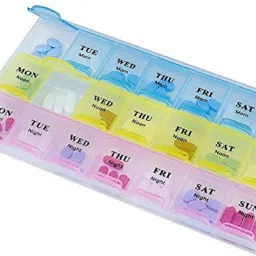 21 Compartment Weekly Pill Organizer, Medicine Storage , Timer Case Three-Times-a-Day, 1 Pill Organizer 21 Compartment Pill Box-16