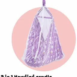 Hanging Cradle for new born baby Hanging Sleep Swing Cradle/Jhula/Jhoola/Bed/Baby Bedding with Net and Spring Set for 0-12 Months Baby Boys and Girls - Violet-2