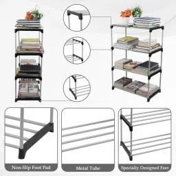 lotspek 4 Layer Bookshelf Bookcases for Office Storage Organizer Cabinet Shelves Metal Open Book Shelf image 5