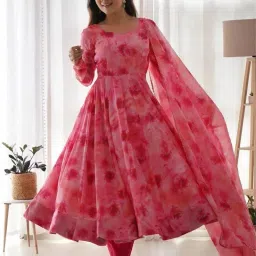 Floral Print Georgette Stitched Anarkali Gown-image-80