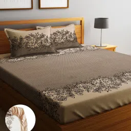 210 TC Microfiber Double Floral Fitted (Elastic) Bedsheet-22