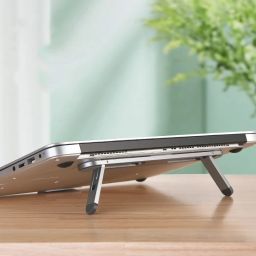 TECHGEAR Silver Foldable Notebook Computer Bracket Heightening Fan Heater Aluminium Desk Stand Rotatable Laptop Stand with Adjustable Height Compatible with Universal Laptops-11