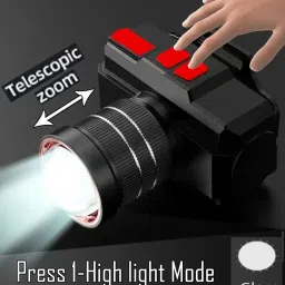 rynz Zoomable Metal Led Head Torch Light Long Range 2 Km Head Lamp, Type C, 2 in 1 Torch image 2