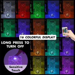 kva Crystal Lamp16 Color Changing Rose Crystal Diamond Table Lamp,USB Rechargeable Table Lamp image 4