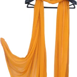Chiffon Solid Yellow Women Dupatta-16