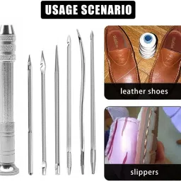 7Pcs Needle Awl, Leather Sewing Awl Needle Set Shoes Repair Tool Kit Hand Sewing Needle-image-82