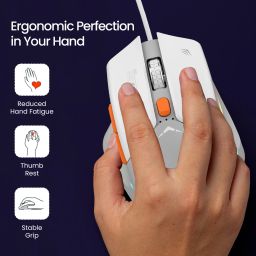Portronics Vader Gaming Mouse with 6 Buttons, Thumb Support, RGB Lights, Max 6400 DPI Wired Ambidextrous OpticalGaming Mouse image 5