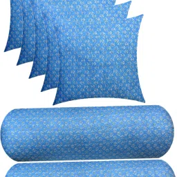Combo Set of 2 Bolster And 5 Microfibre Floral Cushion Pack of 7-image-95