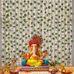 Artificial Green Vines for Ganpati Decoration - 12pcs and Fairy LED Light Pack of 14-image-25