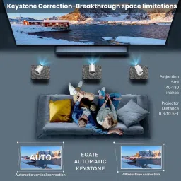 Mudo Android 11 LED Projector with WiFi 6, Bluetooth & 180° Rotation Design (2000 lm / Wireless / Remote Controller) Portable Projector image 4