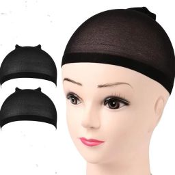 2 Pcs Wigs Cap Black Stocking Caps Stretchy Nylon Caps for Women Hair Extension-image-50