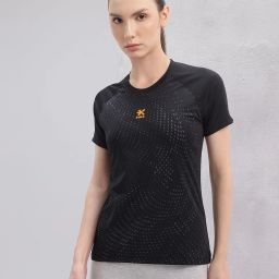Women Printed Round Neck Polyester Black T-Shirt-image-23