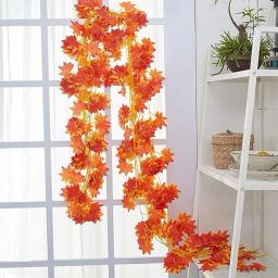 Artificial Garland Money Leaves Pack of 1 in to 12 pis.Strings Artificial Plant Orange Tulips Artificial Flower-image-34