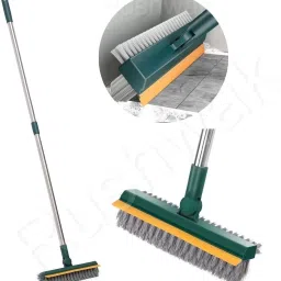 180° Rotate 3 in 1 Floor Scrub Brush | Bathroom Cleaning Brush with Wiper-image-53