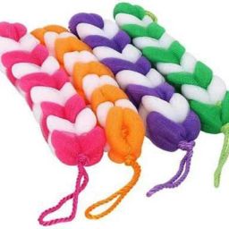Bath Shower Loofah Sponge Pouf Body Scrubber Large Size (35-40 Gms) Scrub/Bathing Round Loofah for Mens/Womens, Girls/Boys, Male/Female, Unisex (Multicolor) (Body Scrubber) PACK OF 4 Long Loofah-image-5