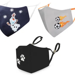 Anti-Pollution, Anti-Bacterial (BFE>99%) 4 Layer Embroidered, Designer, Fashionable & Protective 100% Cotton Cloth Face Mask Combo for Kids each with Lanyard & Size Adjusters ear loops (7-12 Years) Special_Fun_Combo_03 Reusable, Washable Cloth Mask-12