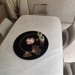 Lazy Susan Revolving Toughened Glass Tray-18"Butterfly Ring Polished Trivet-5