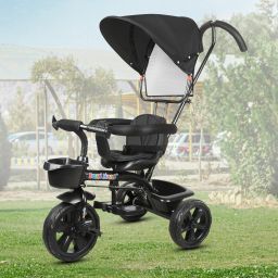 Tricycle Black colour for Kids with Parent Handel ,180° seat rotation, Front or Back Basket with baby Canopy and sipper Tricycle for 12 months to 60 Months for Kids trikes Tricycle 4005 NAVY BLUE Tricycle-image-7
