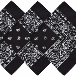 PAROPKAR handkerchief 22 X 22 Inch 100% Cotton Novelty Double Sided Print Paisley Cowboy handkerchief Party Favor Scarf handkerchief ["Black"] Handkerchief-image-95