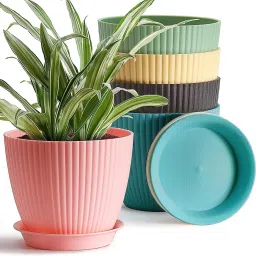 Plastic Round Flower Pots for Home Planters, Terrace, Garden Plastic Vase-28