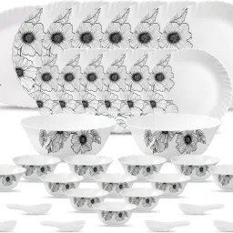 Pack of 33 Opalware Diva Classique Misty Flair super light & White, 100% Hygienic & Dishwasher safe Dinner Set-2