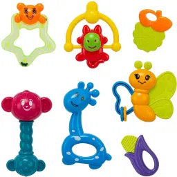 7 Pcs Safari Rattle Toys with teether for New Born Babies of Age 1 to12 Month Rattle-46