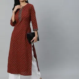 Women Printed Pure Cotton Straight Kurta-image-95