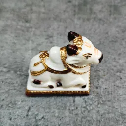 Nandi maharaj marble idol for pooja car dashboard home decor puja temple Decorative Showpiece - 6 cm-image-43