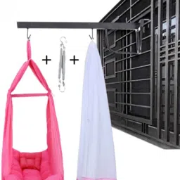 Baby Cradle With Mosquito Net, Spring, Separator, Pillow And Metal Window Rod-image-42