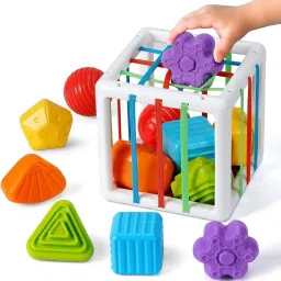 Baby Sorter Toy Colorful Cube with 6 Pcs Multi Sensory Shape, Early Learning Toy-18