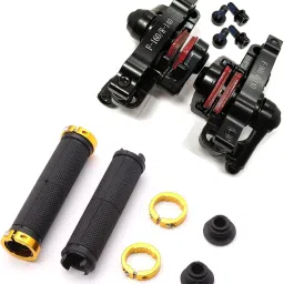 cycle front and Rear Disk Brake Mechanical Caliper Pack + Cycle Handle Grip Bicycle Brake Disk-8
