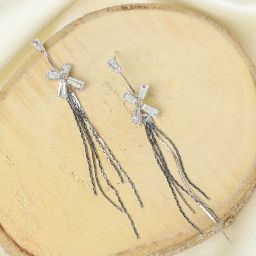 Silver Plated Designer Stone Party Drop Earring For Women Alloy Drops & Danglers-image-2