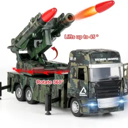 Army Vehicle with 360°Rotating Turret, Missile Launcher Truck Light & Sound-image-48