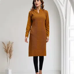 hemlock Women Self Design Wool Straight Kurta-picture-13