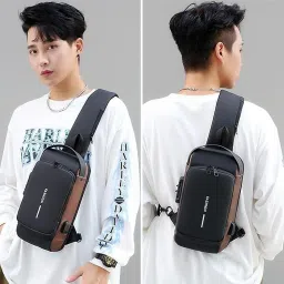 ISHANI Chest Bag USB Men Crossbody Sling Bag BLACK MEN SHOULDER BAG ANTI THEIF CROSSBODAY SLING BAG-image-30