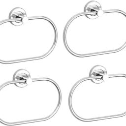 Oval Flange Stainless Steel Towel Ring Holder for MultiPurpose - Set of 4 SILVER Towel Holder-image-6