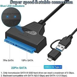 RuhZa USB 3.0 to SATA Adapter with Type ? SATA to USB CableExternal Converter 5Gbps High Speed Plug & Play Cable USB 3.0 to SATA Laptop Accessory-2