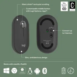 Logitech Pebble 2 M350s Wireless Ambidextrous Optical Mousewith Bluetooth image 5